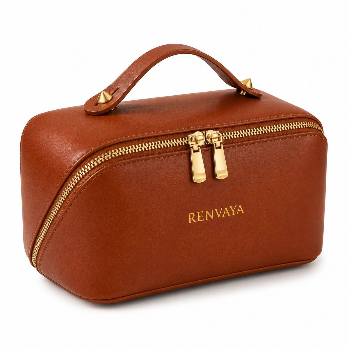 Renvaya makeup travel bag in Cognac